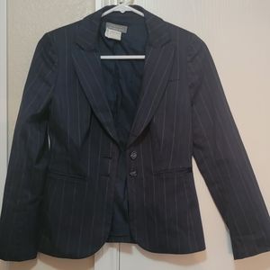 ANN TAYLOR PETITES BLACK BLAZER w/ PINSTRIPES